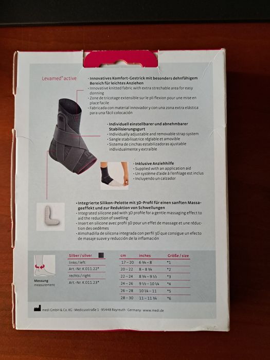 Pé elástico com almofadas MEDi, Pé lado direito, Levamed active Medi