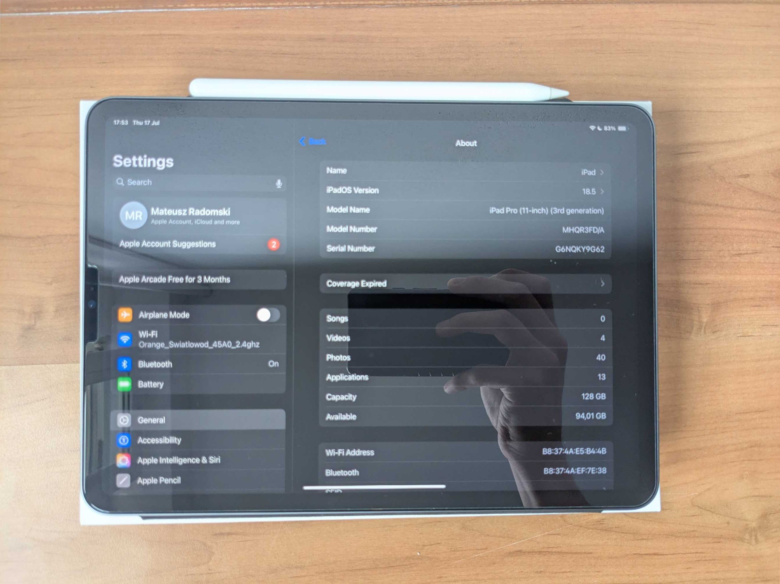 Apple iPad Pro M1 11 cali 128GB z Apple Pencil 2 generacji