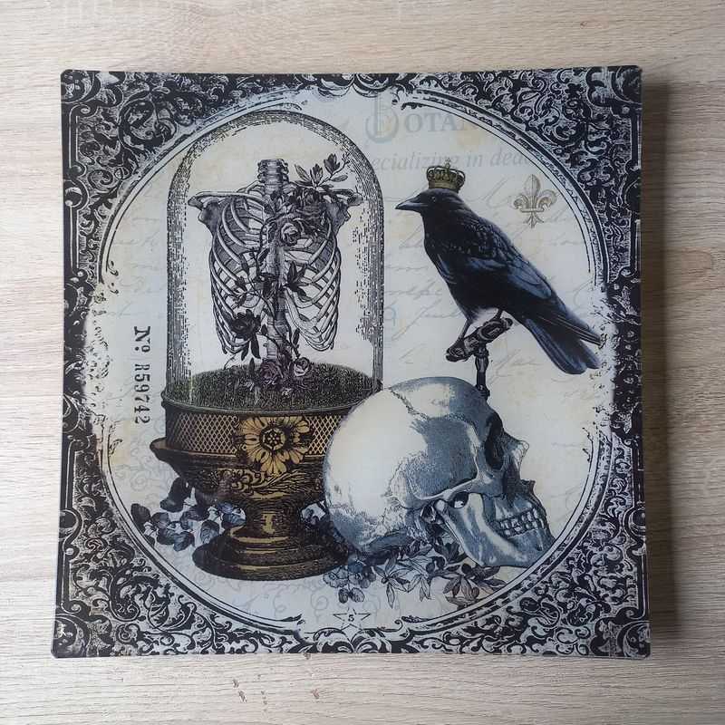 Szklany talerz patera taca Prima Design Halloween Gothic  30 x 30cm