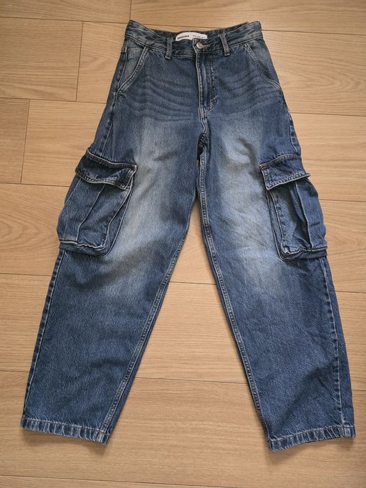 Jeansy Spodnie Bershka rozm 32 cargo  skater