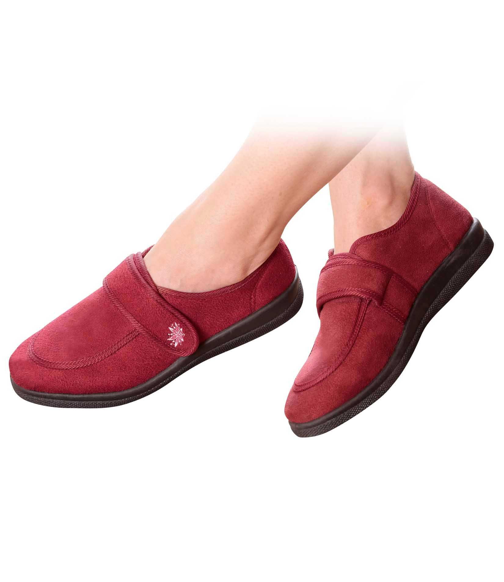 Kapcie bordowe ocieplane na rzepy 37 24 cm V0038 ATLAS FOR WOMEN