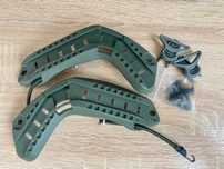 Кріплення, рейки на шолом ARC rails +  кліпси для ременя окулярів.