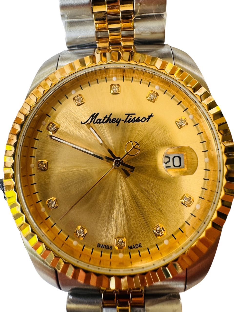 Zegarek Mathey Tissot-Cyclops Loupe-Sun Bezel-18K Gold-New-Mężczyzna