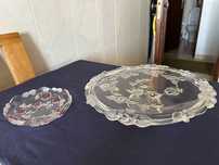 Prato de Bolo com Pé em Cristal + Prato de Acepipes WHALTERGLASS