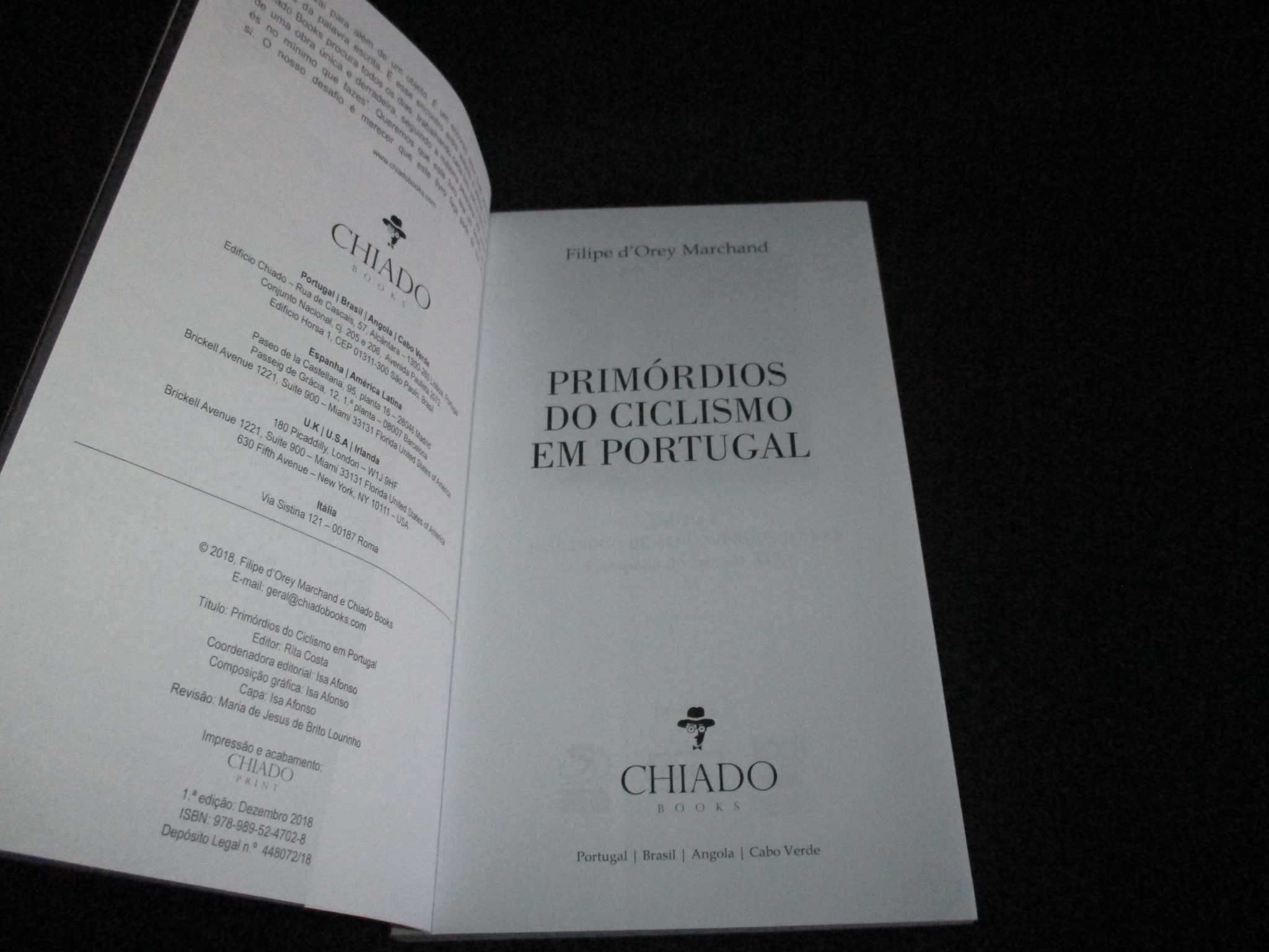 Livro Primórdios do Ciclismo em Portugal Filipe d'Orey Marchand