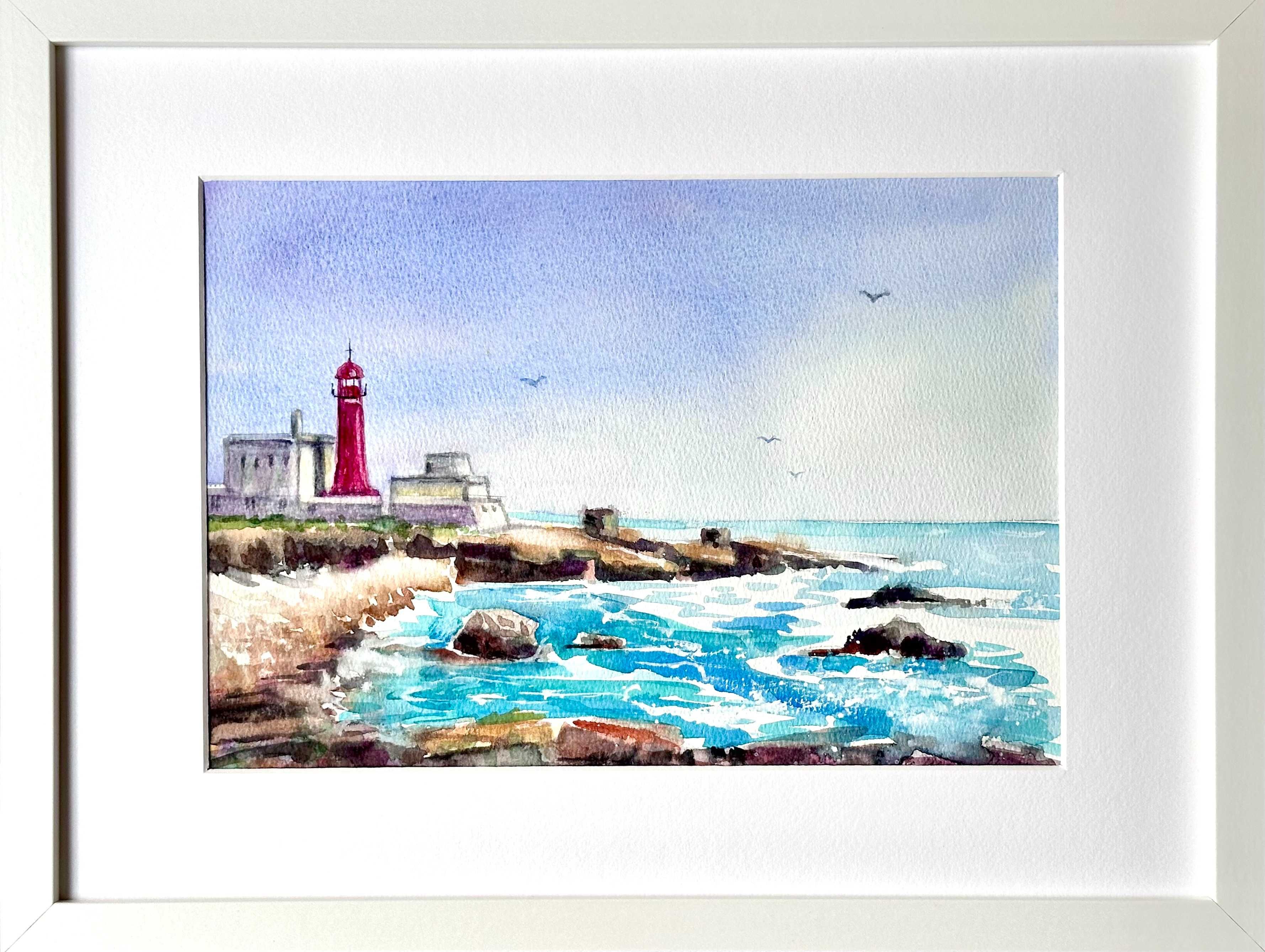 Pintura Quadro com moldura Farol/ framed original painting, Lighthouse
