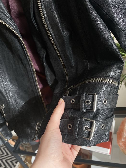 Kurtka skórzana ramoneska rockowa metalowa gruba skóra XS XXS