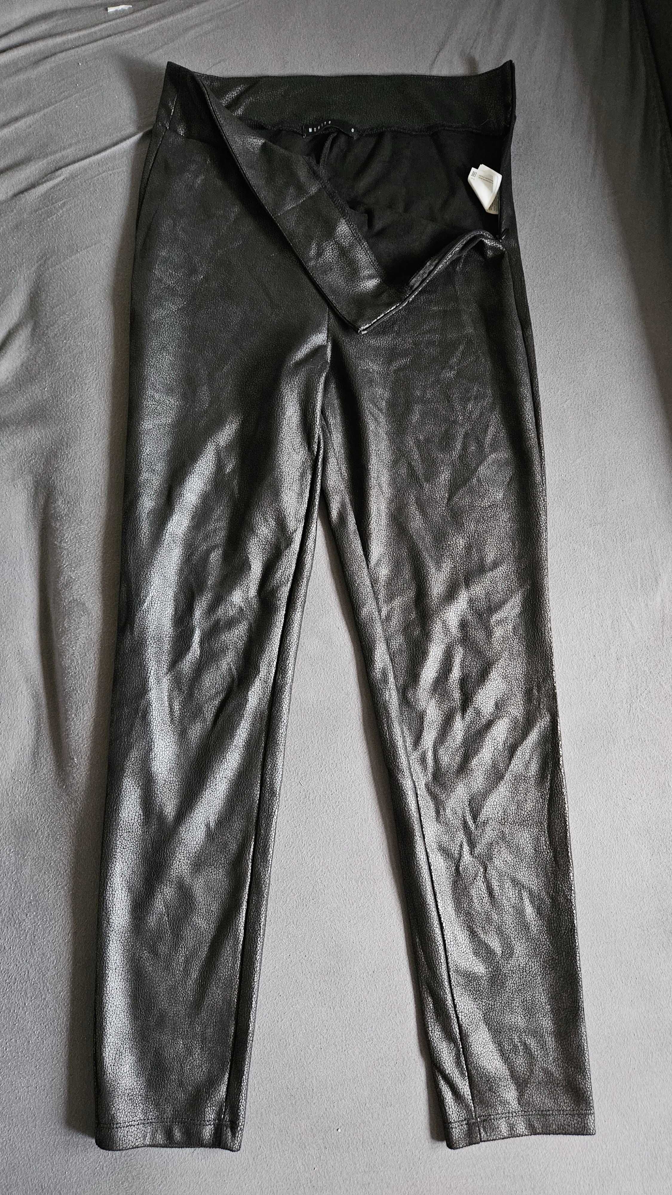 Legginsy obcisłe spodnie czarne skórzane mohito rozmiar s jak nowe
