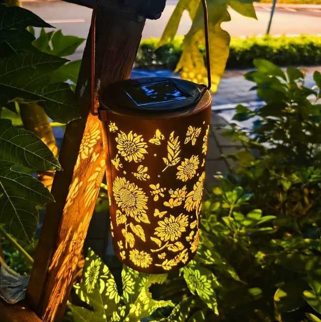 Lampa solarna Słonecznik złoty Dekoracja Metal Solidny Efektowny