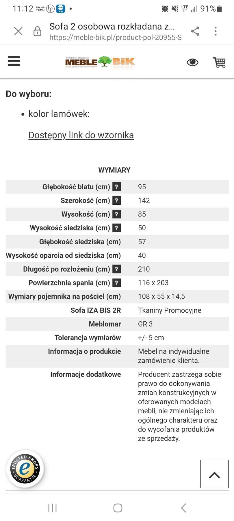 Sofa 2 osobowa rozkładana zielona