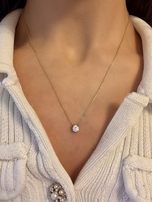 Złoty naszyjnik z diamentem 0,5 CT VS1 D, z certyfikatem IGI, brylant