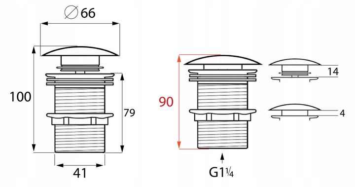 Korek Klik-Klak Do Umywalki Bez Przelewu Czarny Mat