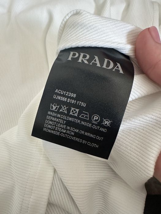 Лонгслів лонг в рубчик чорний білий Прада Prada S M L XL