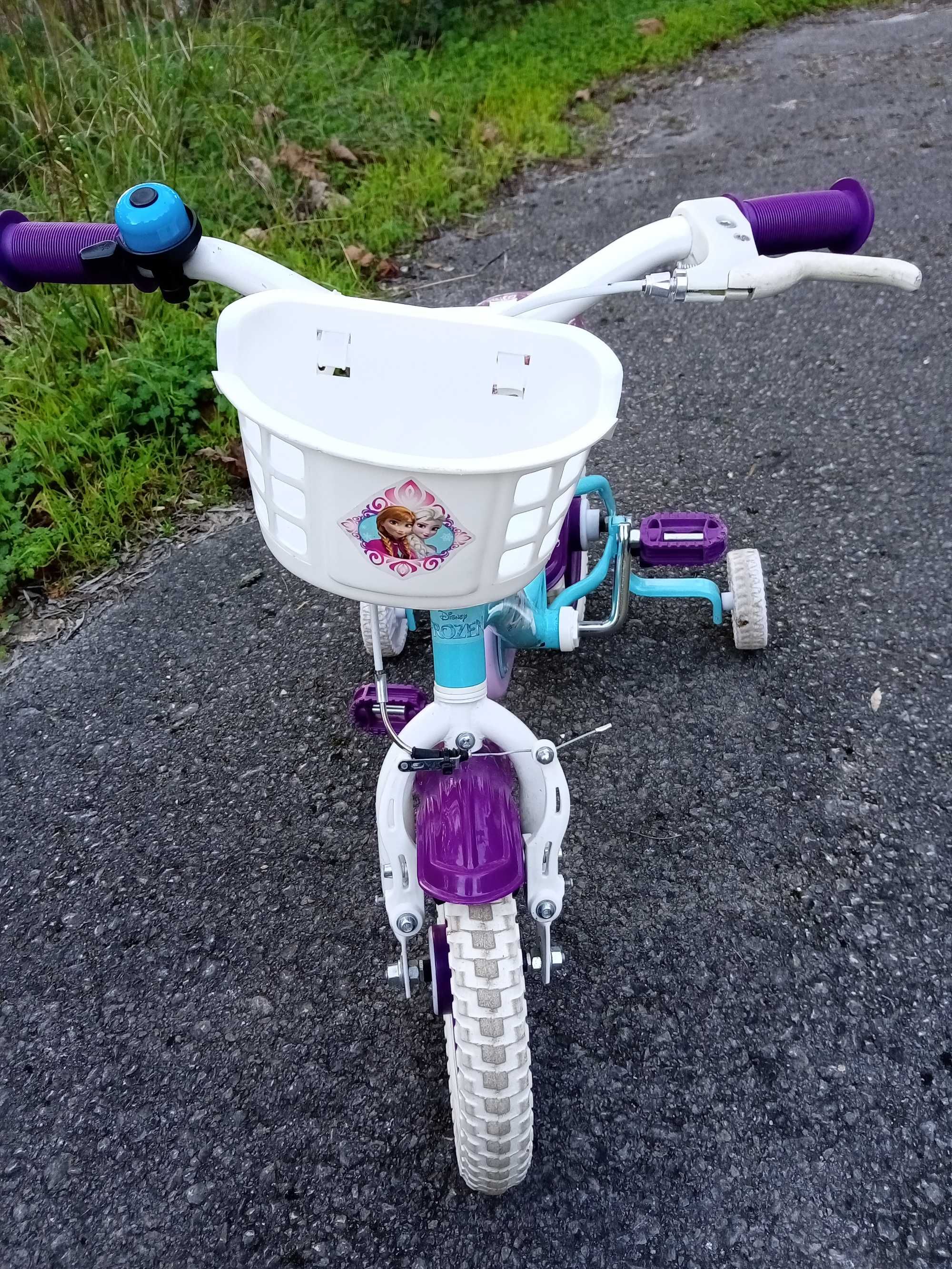 Bicicleta Frozen, roda 14, com rodas apoio