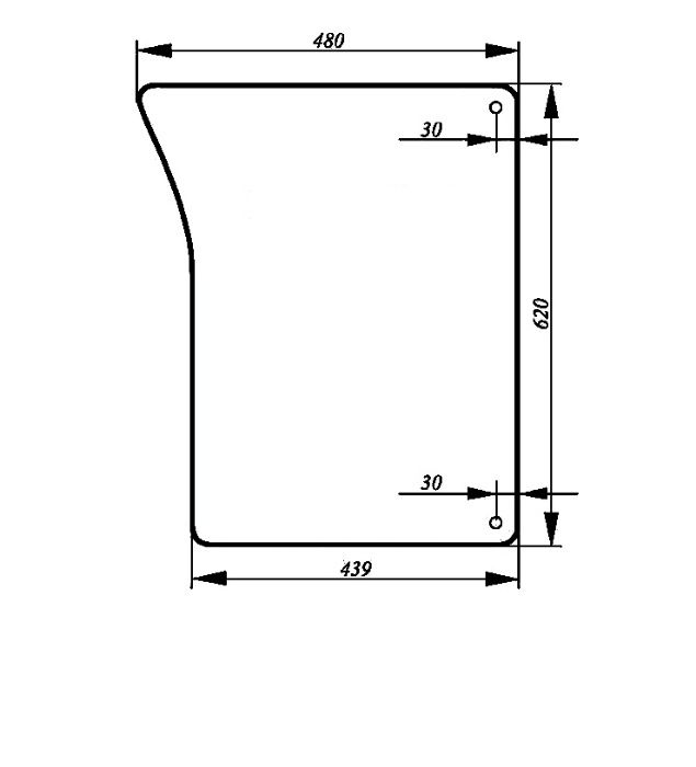 Szyba przednia dolna John Deere 6000, 6100, 6010, 6200, 6400 ACX116