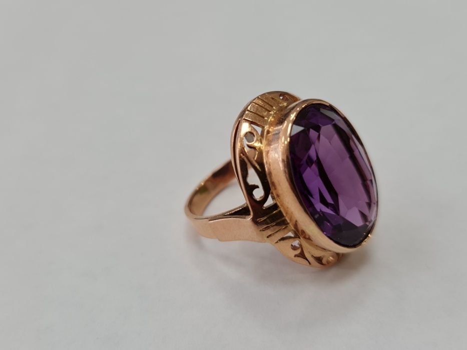 Aleksandryt! Wyjątkowy złoty pierścionek/ 585/ 13.08 gram/ R18
