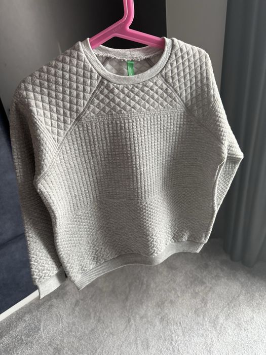 Benetton bluza dziewczęca szara srebrna 128 cm 7-8 lat sliczna bdb