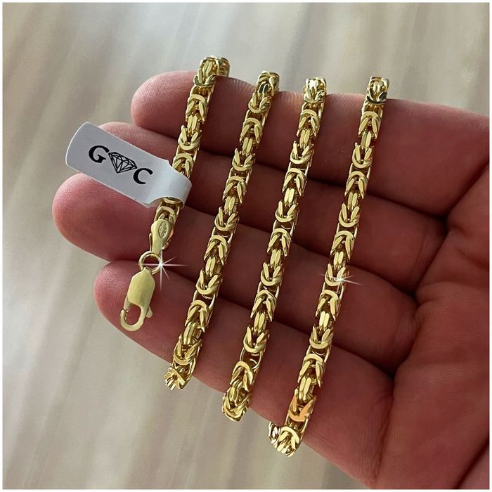 Złoty Łańcuszek Męski Splot Królewski 925/585 Srebro Pozłacane 45cm/3,