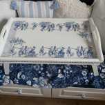 Duża drewniana taca decoupage styl angielski,na nozkach