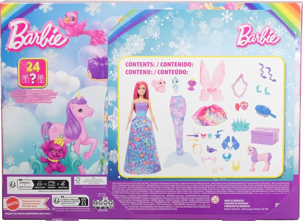 Адвент календарь Барби Barbie Advent Calendar with Doll & 24 Surprise