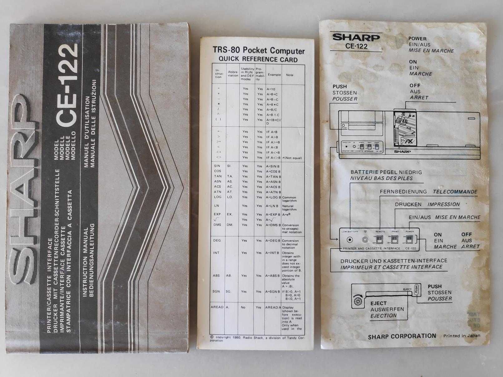 Pocket PC SHARP PC-1211 e interface de impressora e cassete CE-122