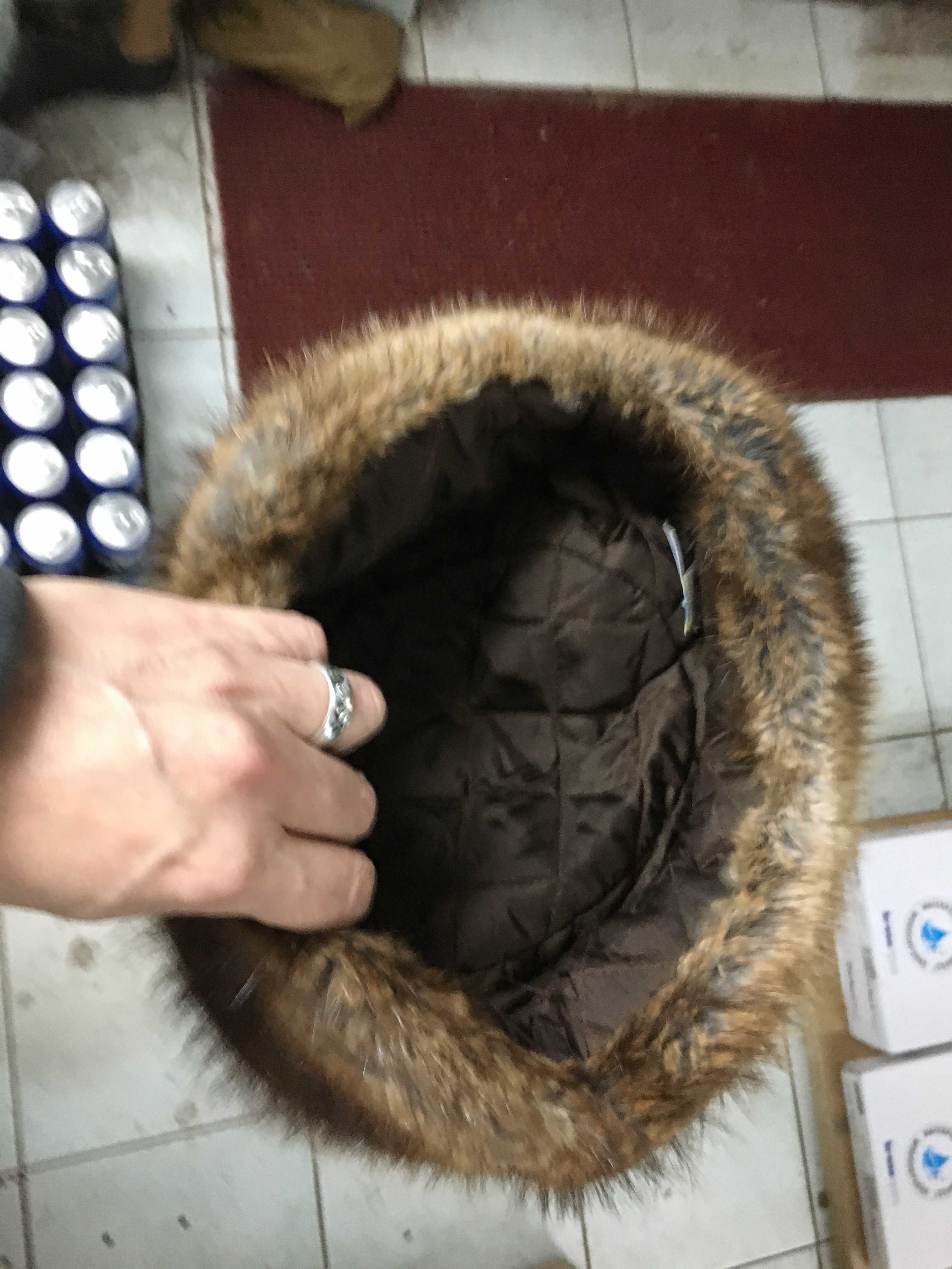 Czapka zimowa z lisa, traperka, uszanka, Skandynawia