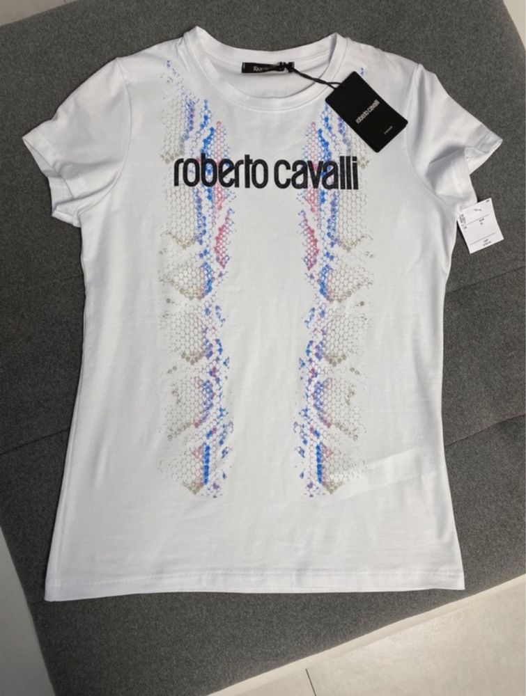 Biała koszulka Roberto Cavalli / t-shirt / nowa / oryginał / XL