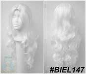 Biała falowana peruka z przedziałkiem bez grzywki biały wig cosplay