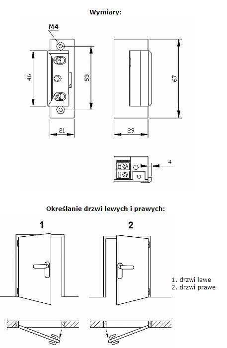 Zaczep elektromagnetyczny typu R4-12.13 DC przeznaczo. do drzwi furtek