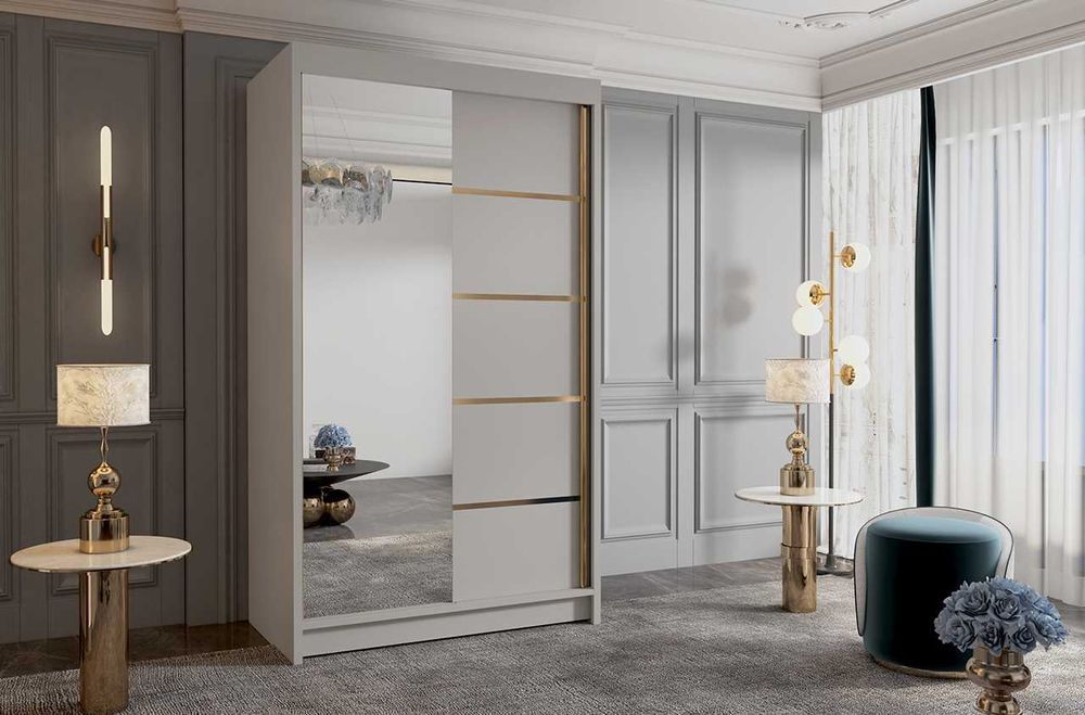 SZAFA przesuwna 100 cm szeroka NOWA OD PRODUCENTA złote wykończenie