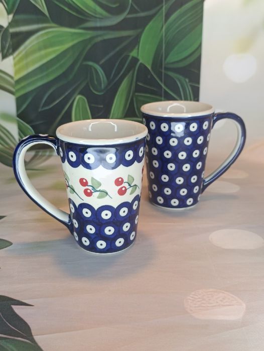 *Kubek ceramiczny Bolesławiec smukły Delta 0.3L.zestaw  Bolesławiec