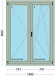 Janela oscilobatente de 2 folhas em PVC da SChUCO cinza claro