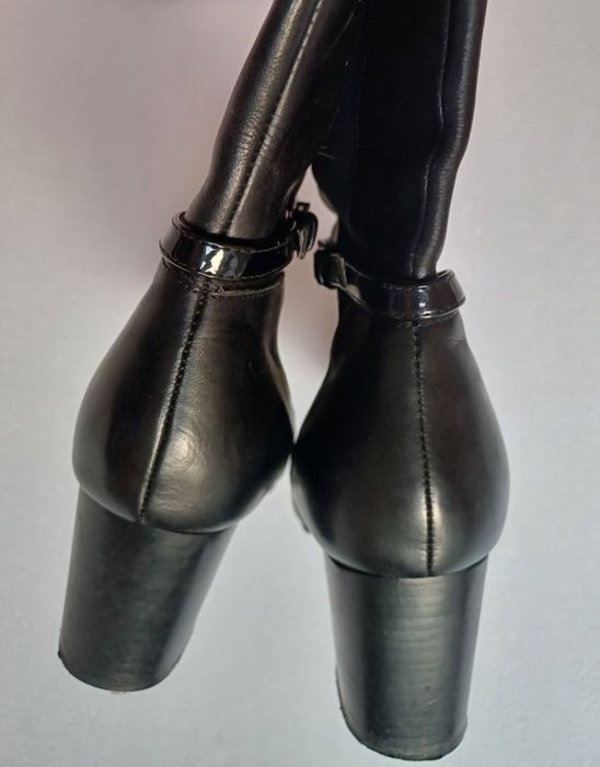 Buty, kozaki skórzane,  39 , szeroka łydka okazja