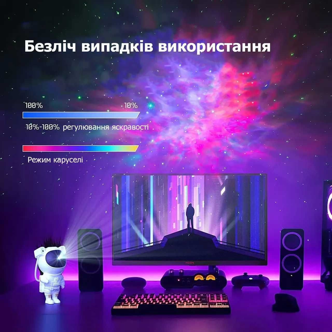 Нічник проектор зоряного неба Космонавт світильник проектор астронавт