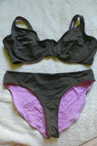 strój kąpielowy dwuczęściowy bikini 44 46 khaki różowy