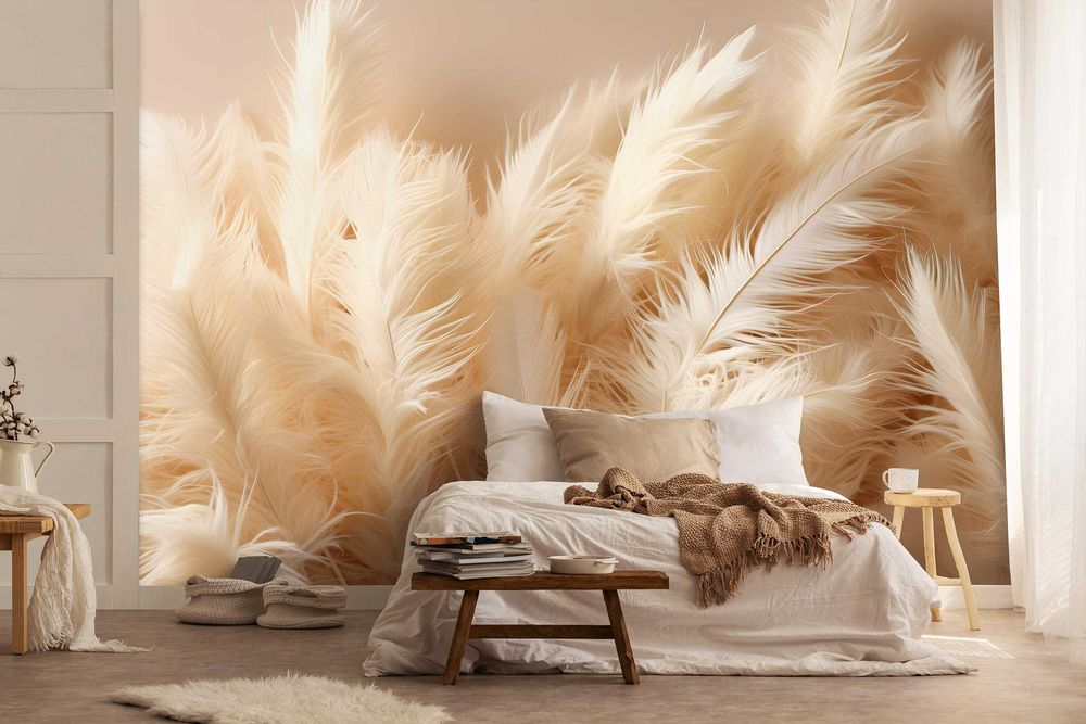 Fototapeta Beżowe Pióra Widok Natura Subtelna 3D Twój Rozmiar + KLEJ