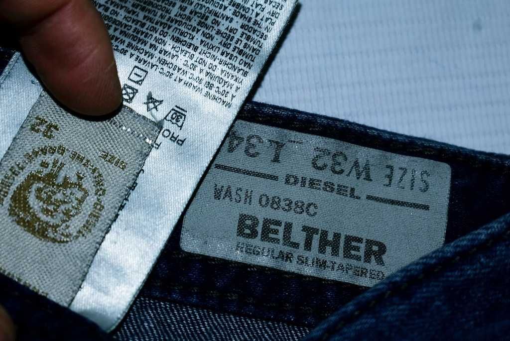DIESEL BELTHER W32 L34 slim tapered W33 L32 rurki vintage dsquared y2k