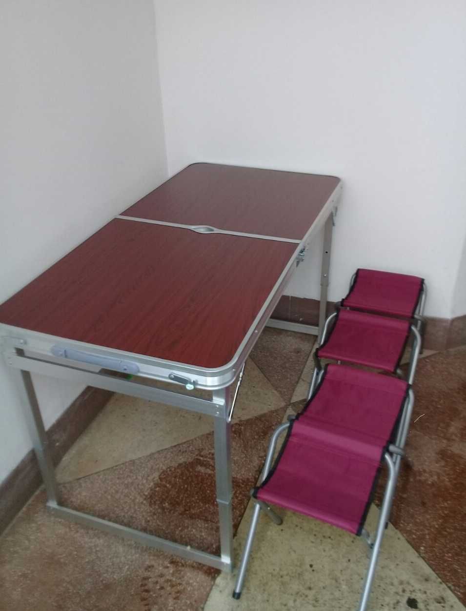 Посилений стіл для пікніка розкладний з 4 стільцями (садовий )
