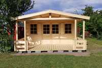 OD RĘKI Domek drewniany ogrodowy z tarasem 28 6,64 x 4,74 duży weranda