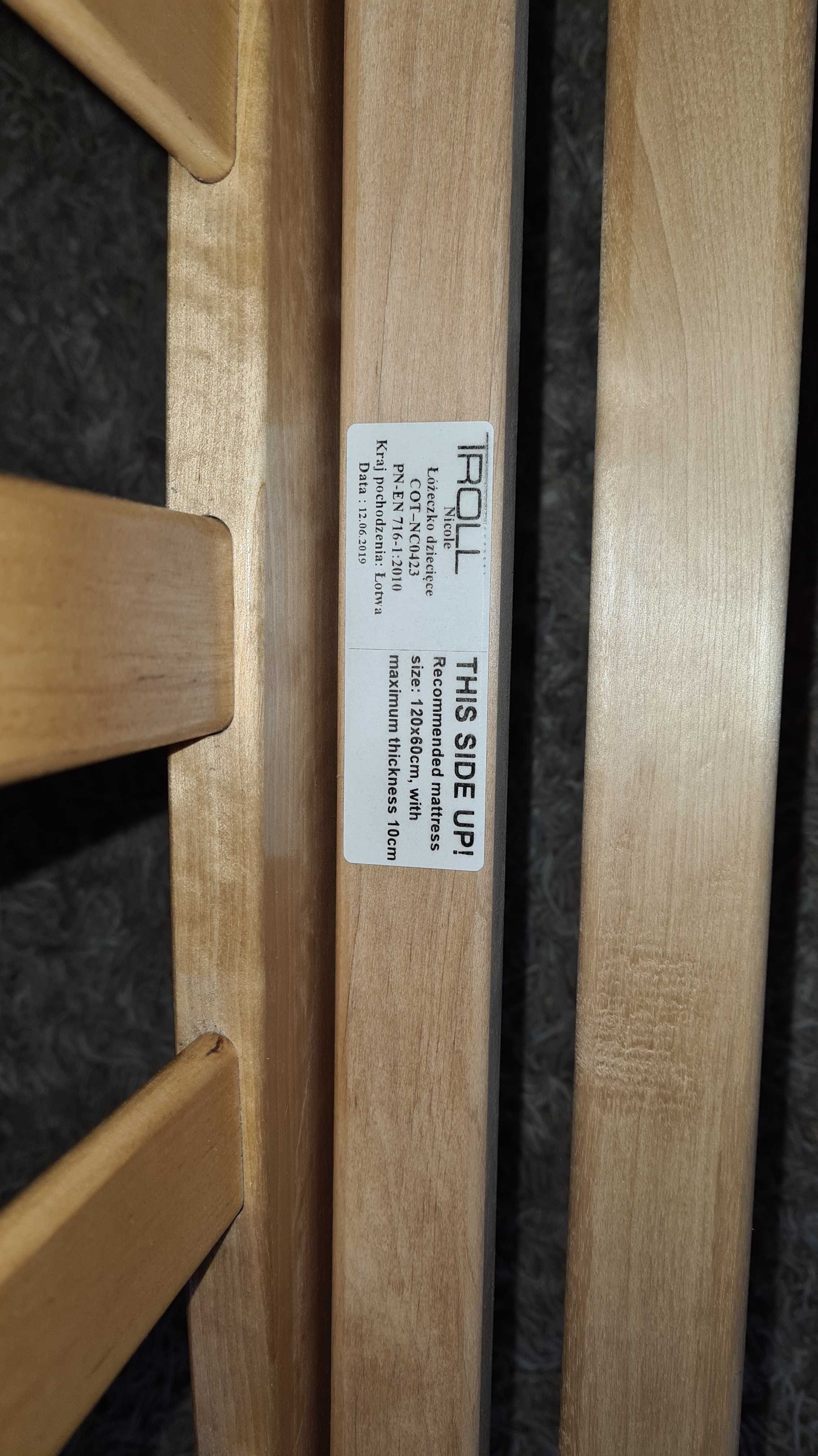Łóżeczko dziecięce, drewniane TROLL - stan idealny