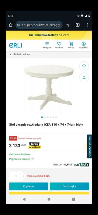 Okragly stol ikea praktycznie jak nowy