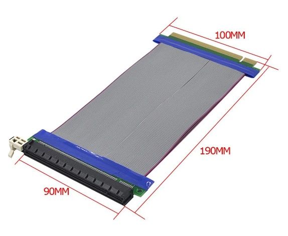 Райзер PCI-E 16х- 16x гибкий длина 190мм,,