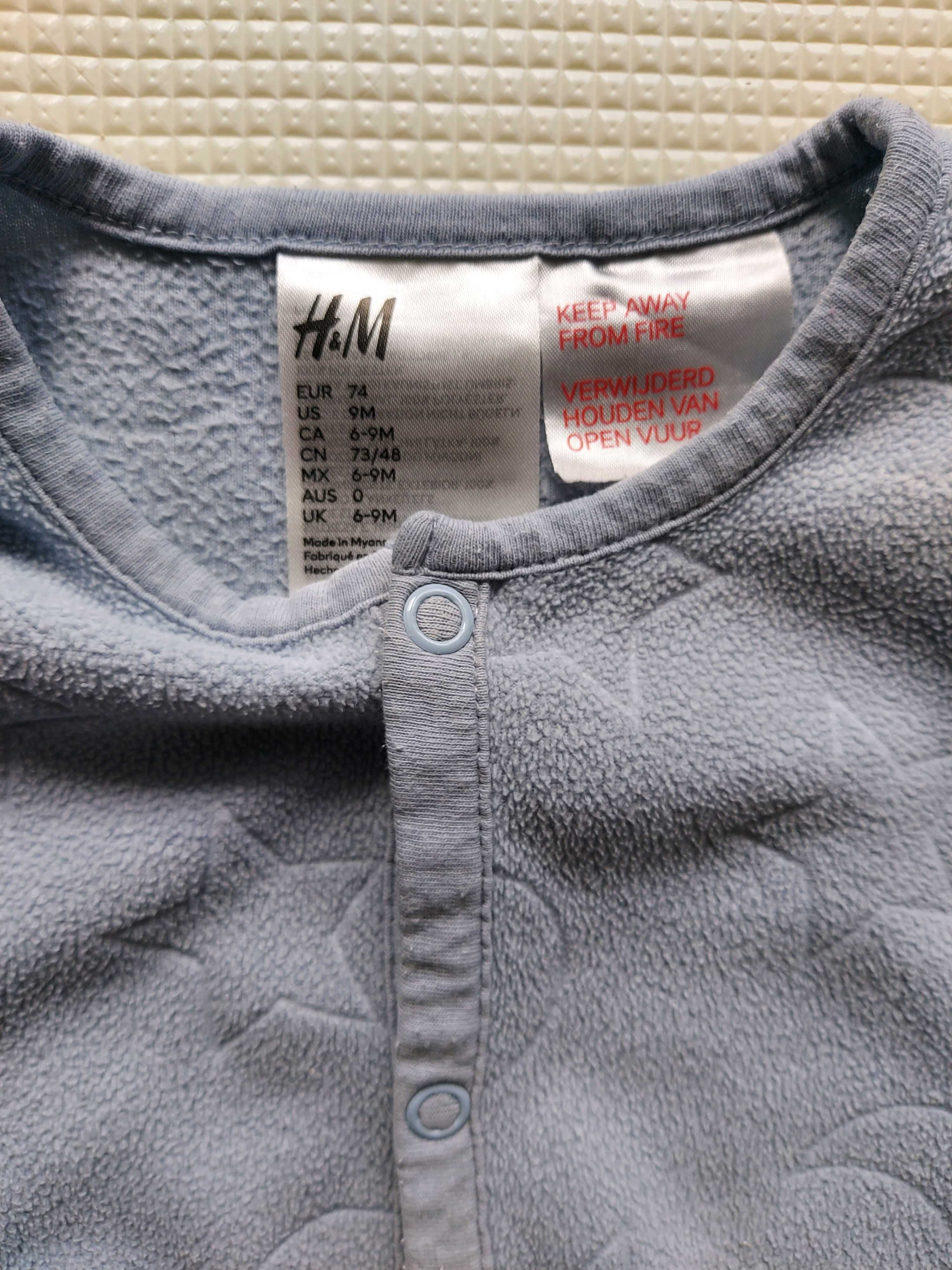 Pajacyk śpiochy jednoczęściowa piżama z polaru H&M rozmiar 74