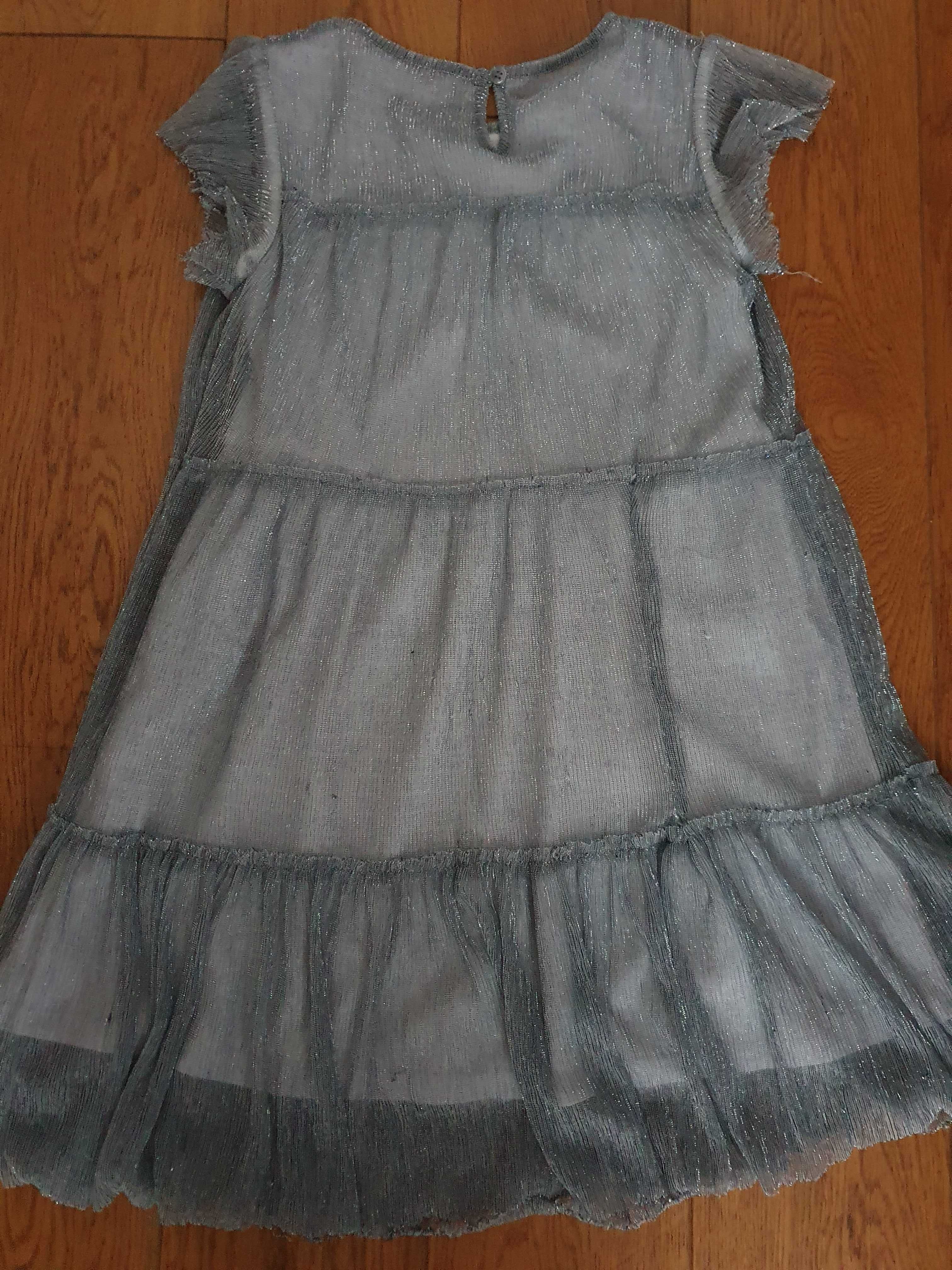 Elegancka srebrna sukienka dziewczęca 122 "5-10-15"