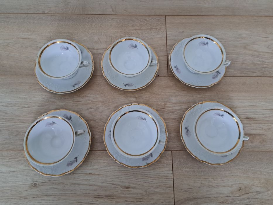 Zestaw kawowy, herbaciany porcelana Wawel, 6x filiżanka i spodeczek