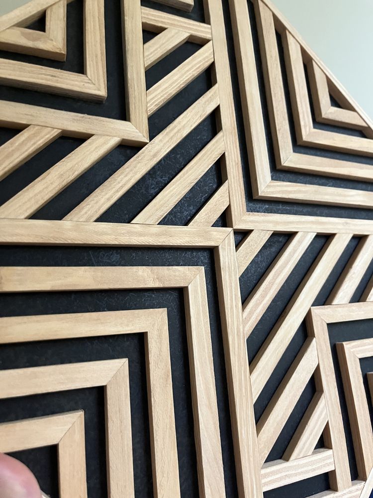 Obraz drewniany, lamele, boho, penel geometryczny