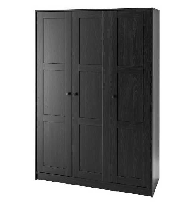 Roupeiro c/3 portas, preto-castanho, 117x176 cm