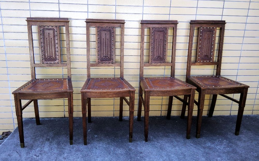Conjunto 4 Cadeiras Carvalho Couro
