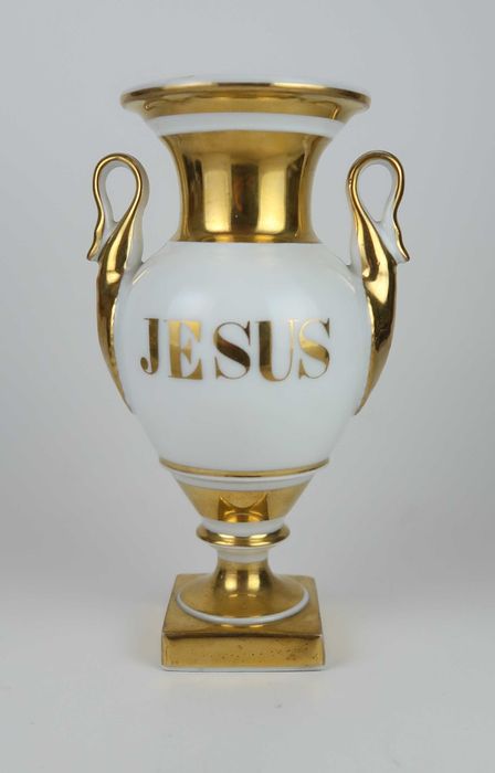 Jarra Ânfora Vieux Paris Séc. XIX - Jesus e Maria - 16.5 cm