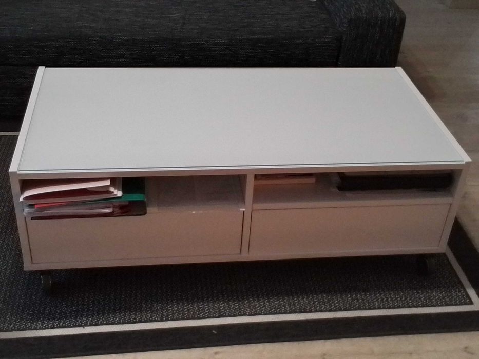 Ława biała z szybą